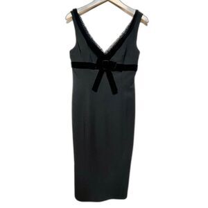 Red Valentino Little Black Dress with Velvet Trim and Bow Details 6